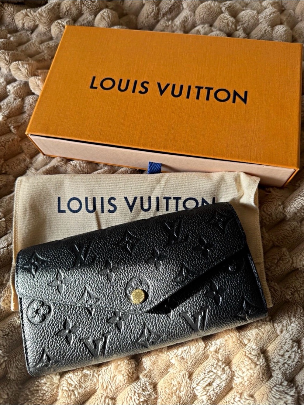 Louis Vuitton Black Embossed Monogram Flap Wallet - Classic Luxe